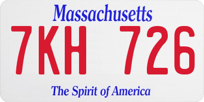 MA license plate 7KH726