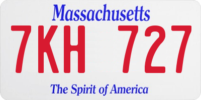 MA license plate 7KH727