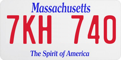 MA license plate 7KH740