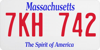 MA license plate 7KH742