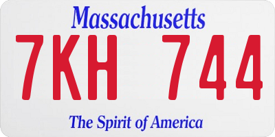 MA license plate 7KH744