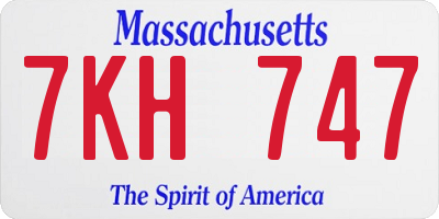 MA license plate 7KH747