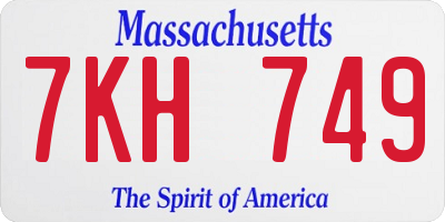 MA license plate 7KH749