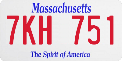 MA license plate 7KH751