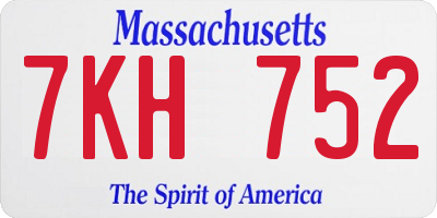 MA license plate 7KH752