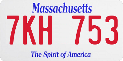 MA license plate 7KH753