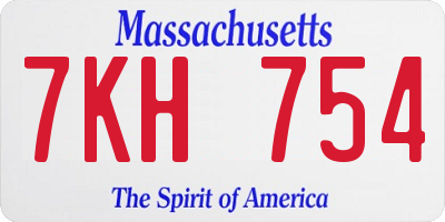 MA license plate 7KH754