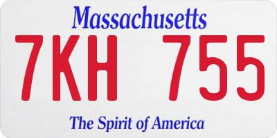 MA license plate 7KH755