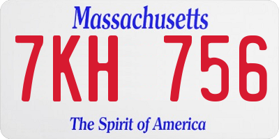 MA license plate 7KH756