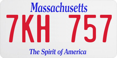 MA license plate 7KH757