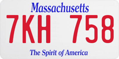 MA license plate 7KH758