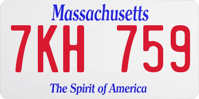 MA license plate 7KH759