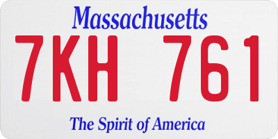 MA license plate 7KH761