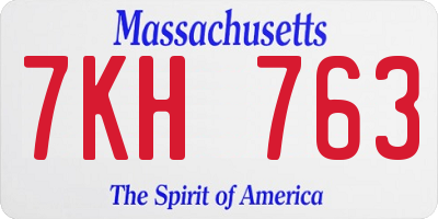MA license plate 7KH763