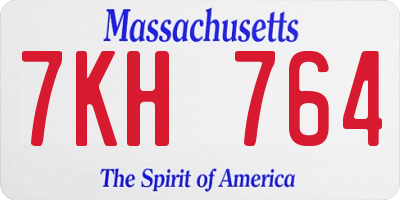 MA license plate 7KH764