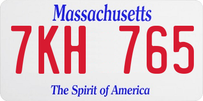 MA license plate 7KH765