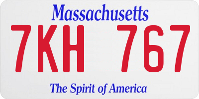 MA license plate 7KH767