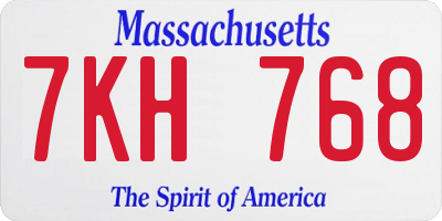 MA license plate 7KH768