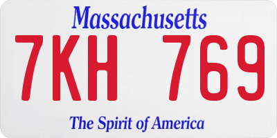 MA license plate 7KH769