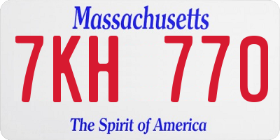 MA license plate 7KH770
