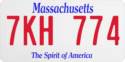 MA license plate 7KH774