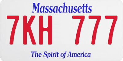 MA license plate 7KH777