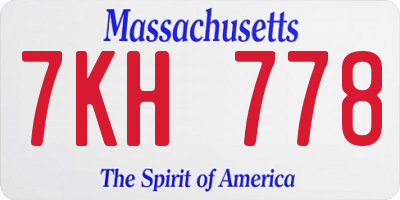 MA license plate 7KH778