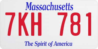 MA license plate 7KH781