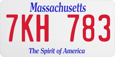 MA license plate 7KH783