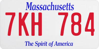 MA license plate 7KH784