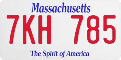 MA license plate 7KH785