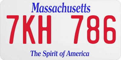 MA license plate 7KH786