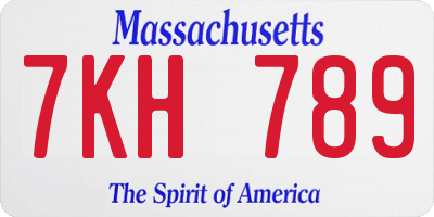 MA license plate 7KH789