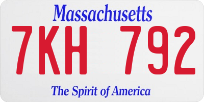 MA license plate 7KH792