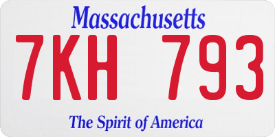 MA license plate 7KH793