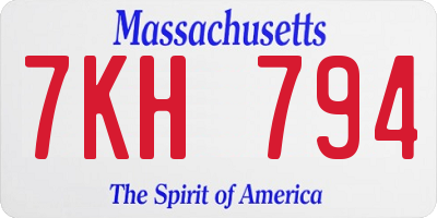 MA license plate 7KH794