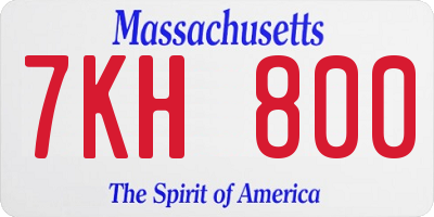 MA license plate 7KH800