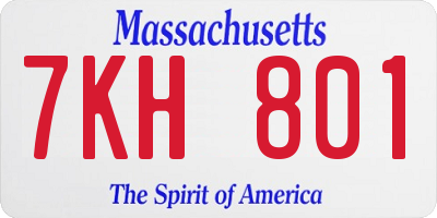 MA license plate 7KH801