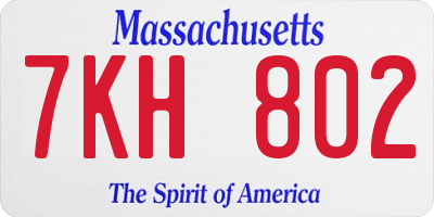 MA license plate 7KH802