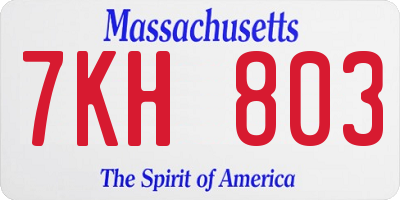 MA license plate 7KH803