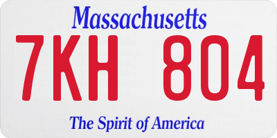 MA license plate 7KH804