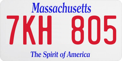 MA license plate 7KH805
