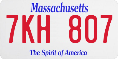 MA license plate 7KH807