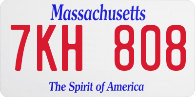 MA license plate 7KH808