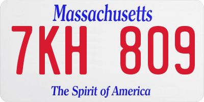 MA license plate 7KH809