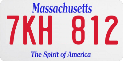 MA license plate 7KH812
