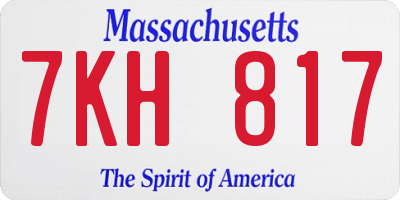 MA license plate 7KH817