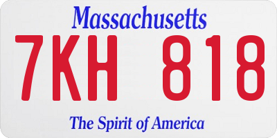 MA license plate 7KH818