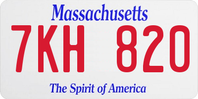MA license plate 7KH820