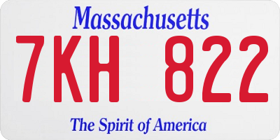 MA license plate 7KH822